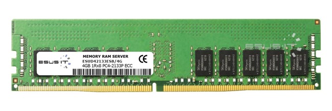 Memory RAM 1x 4GB ESUS IT ECC UNBUFFERED DDR4 1Rx8 2133MHz PC4-17000 UDIMM | ESUD42133ES8/4G